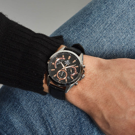 CASIO EDIFICE EFV-580L-1AVUDF - ELEGANCE MEETS ADVENTURE Men's Watch with Silver Case & Leather Band-i-Watch-2