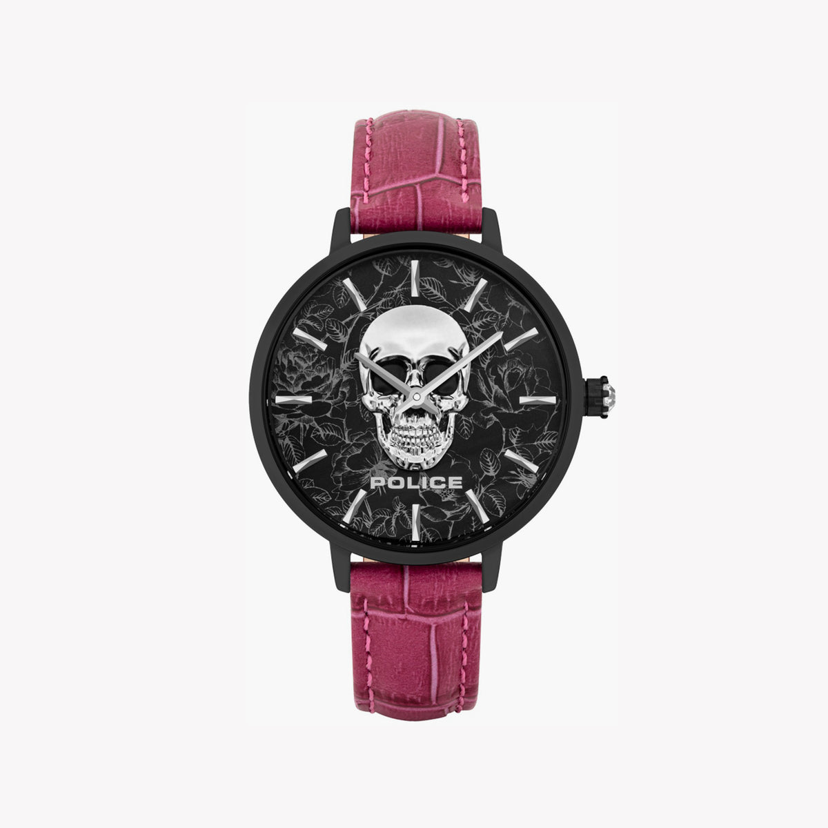 POLICE P16032MSB02 ELEGANT CHARM - SOPHISTICATED WOMEN'S WATCH WITH PINK LEATHER BAND & BLACK DIAL