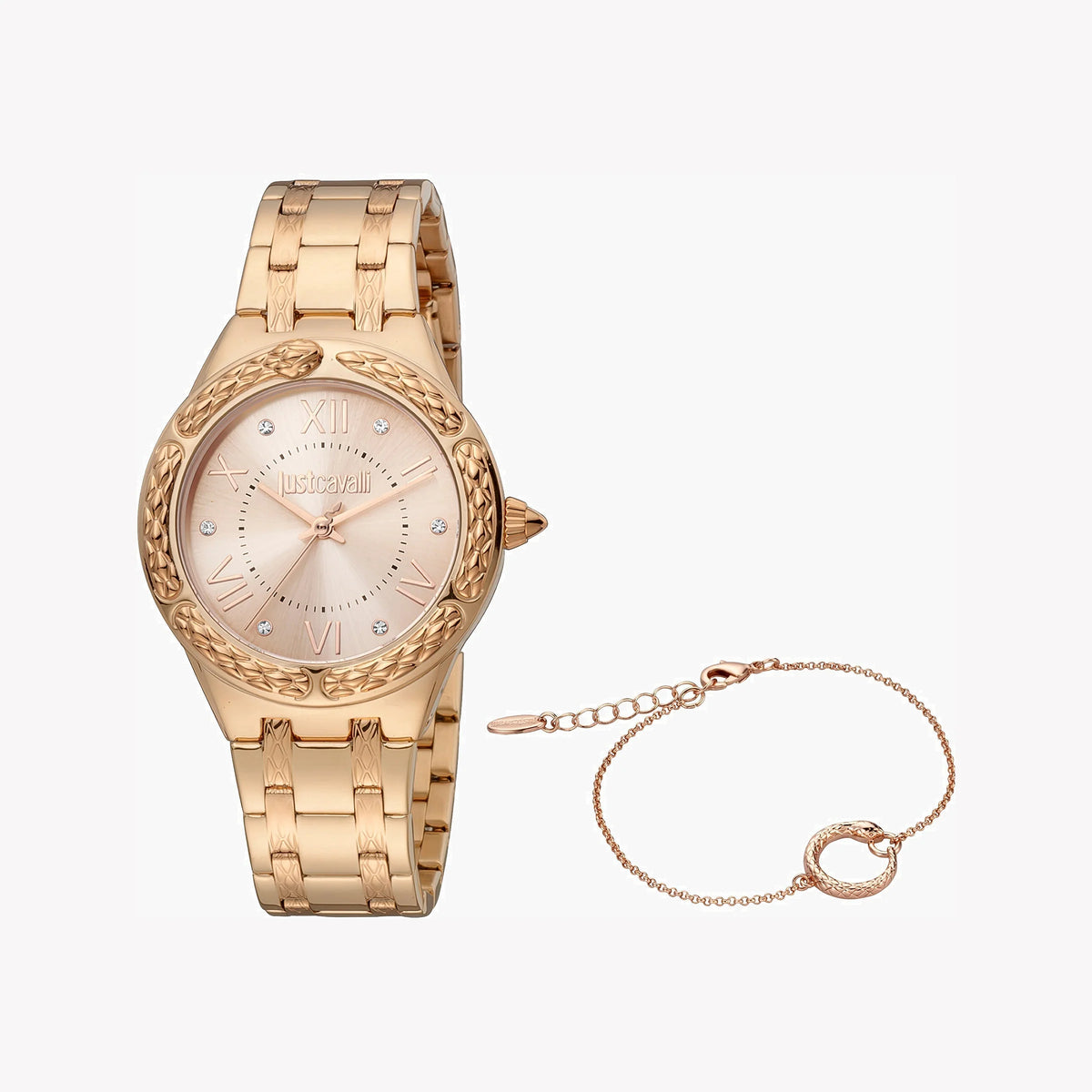 JUST CAVALLI Women's Watch with Rose Gold Stainless Steel Case and Rose Gold Stainless Steel Band