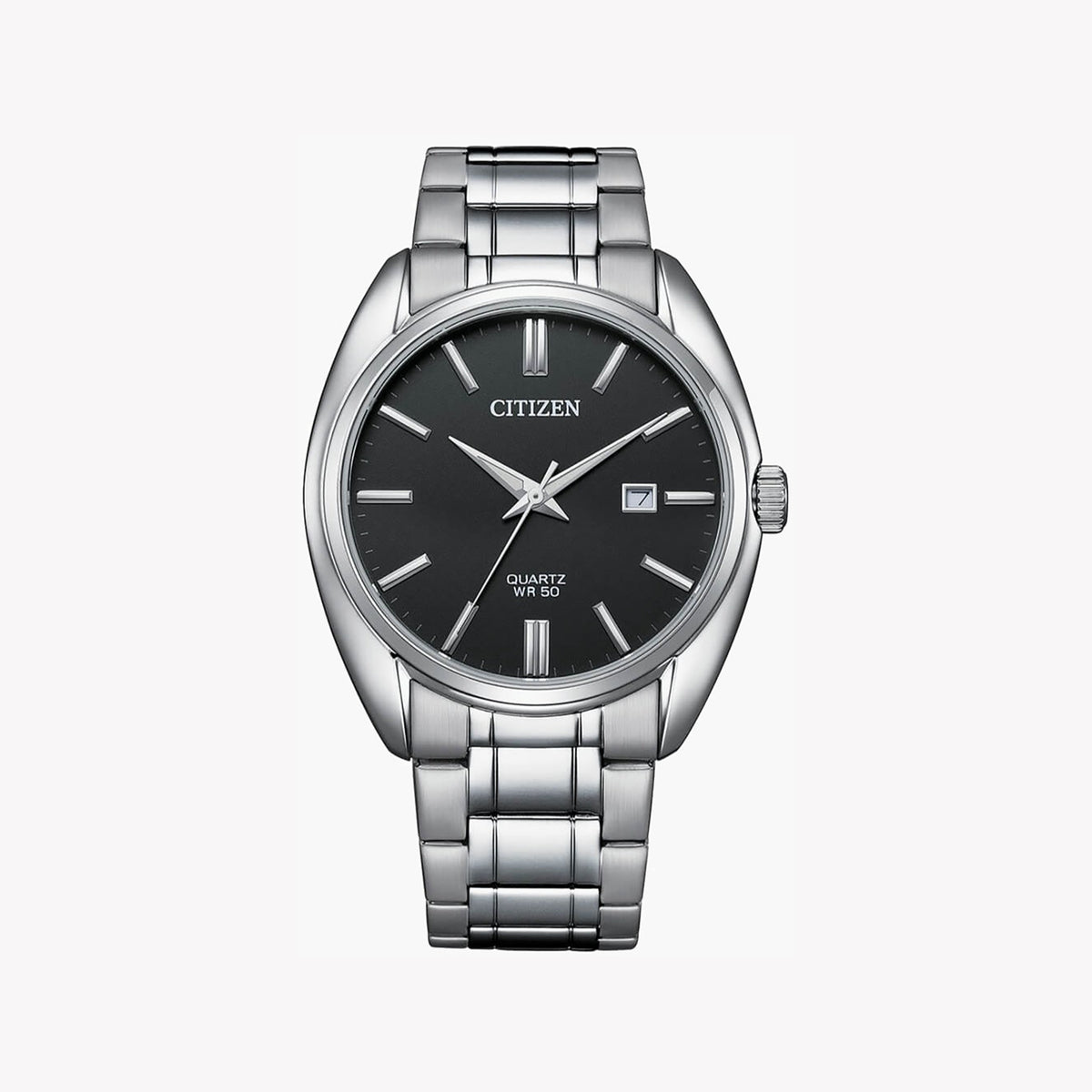 CITIZEN BI5100-58E - ELEGANT STAINLESS STEEL MEN'S WATCH WITH BLACK DIAL & QUARTZ MOVEMENT