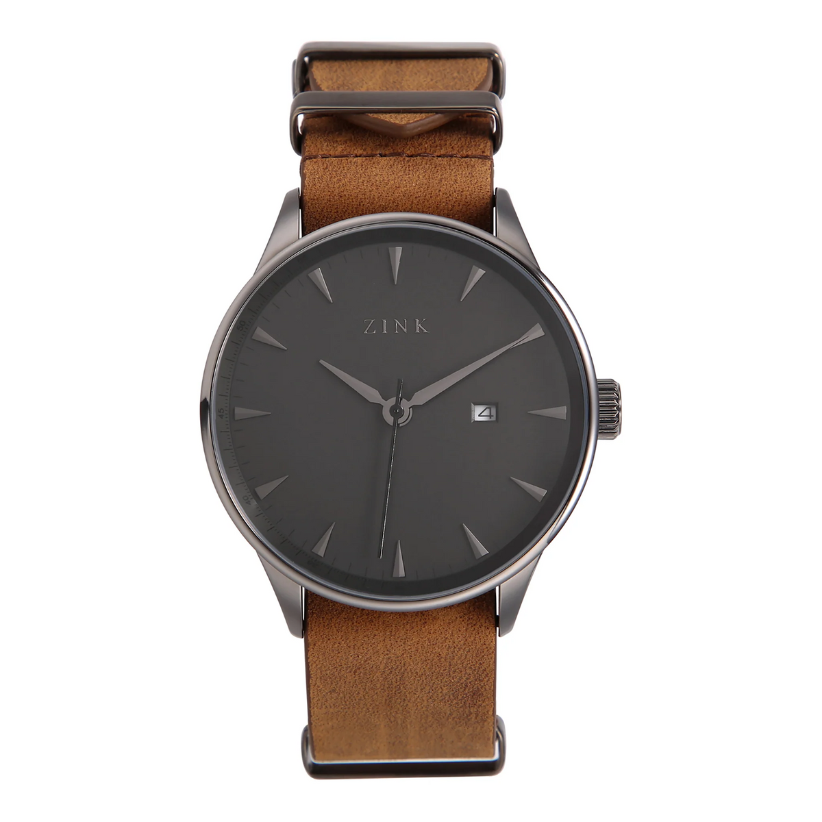 ZINK ZK127G1LS-22-B ELEGANT TIMEPIECE - CLASSIC BROWN LEATHER & BLACK DIAL Men's Watch