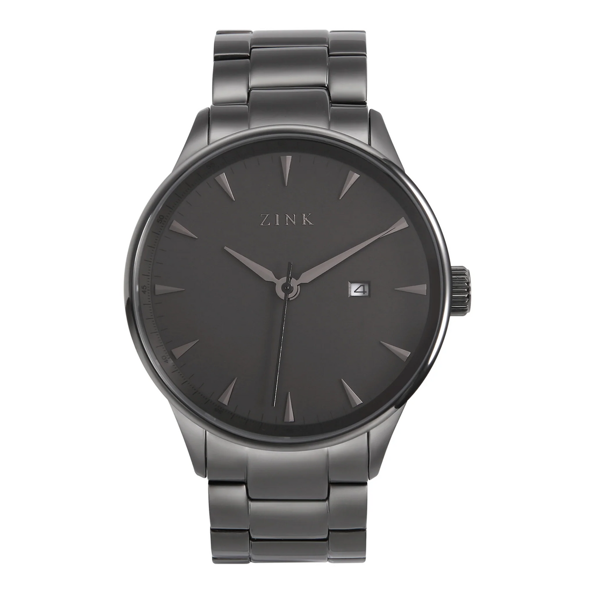 ZINK ZK127G1SS-27 MODERN ELEGANCE - BLACK STAINLESS STEEL MEN'S WATCH with striking black dial and bold 44mm case