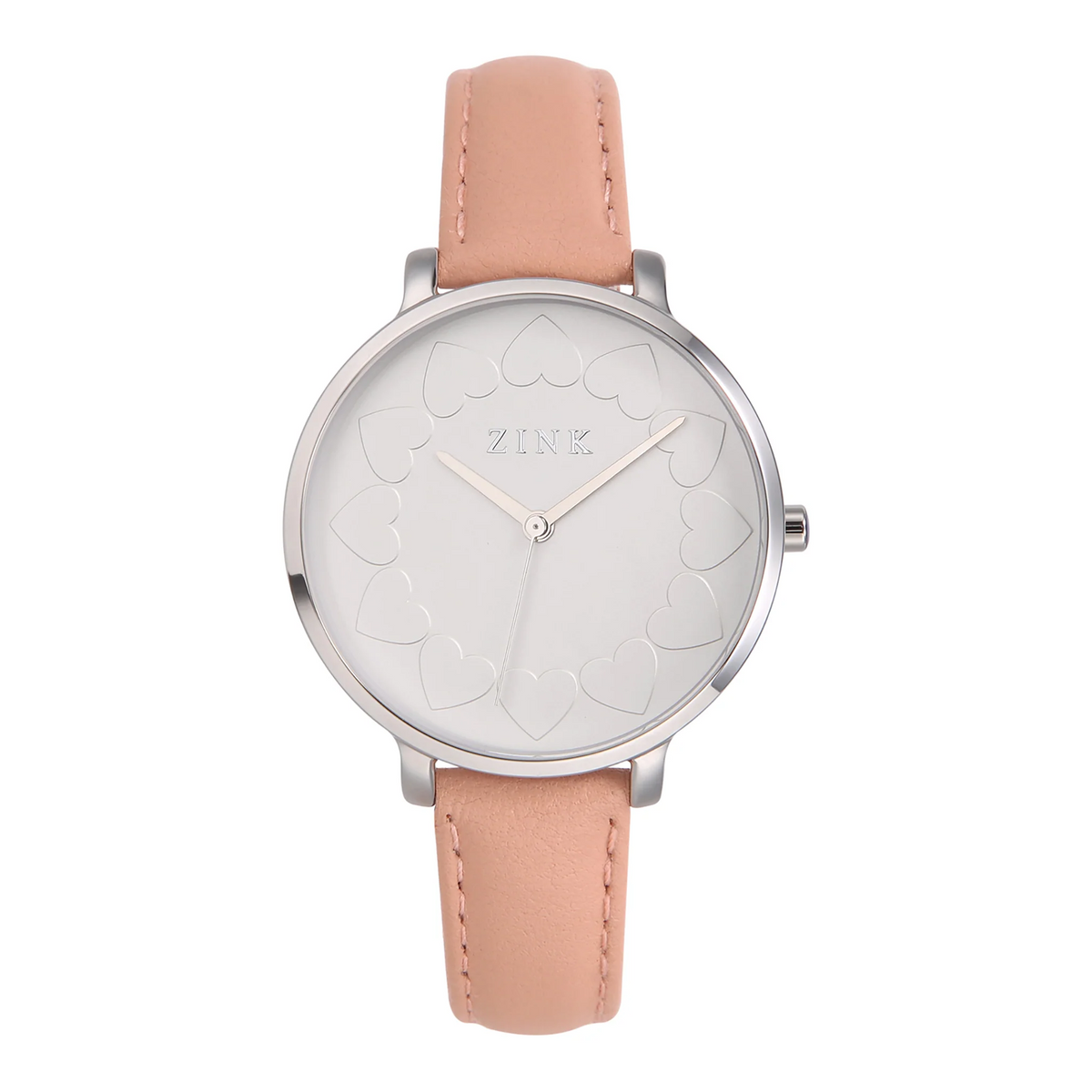 ZINK Women's Watch with Silver Stainless Steel Case and Pink Leather Band