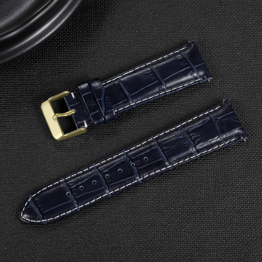 Zink Men's Leather Watch Band - Dark Blue | Zlb006dbg
