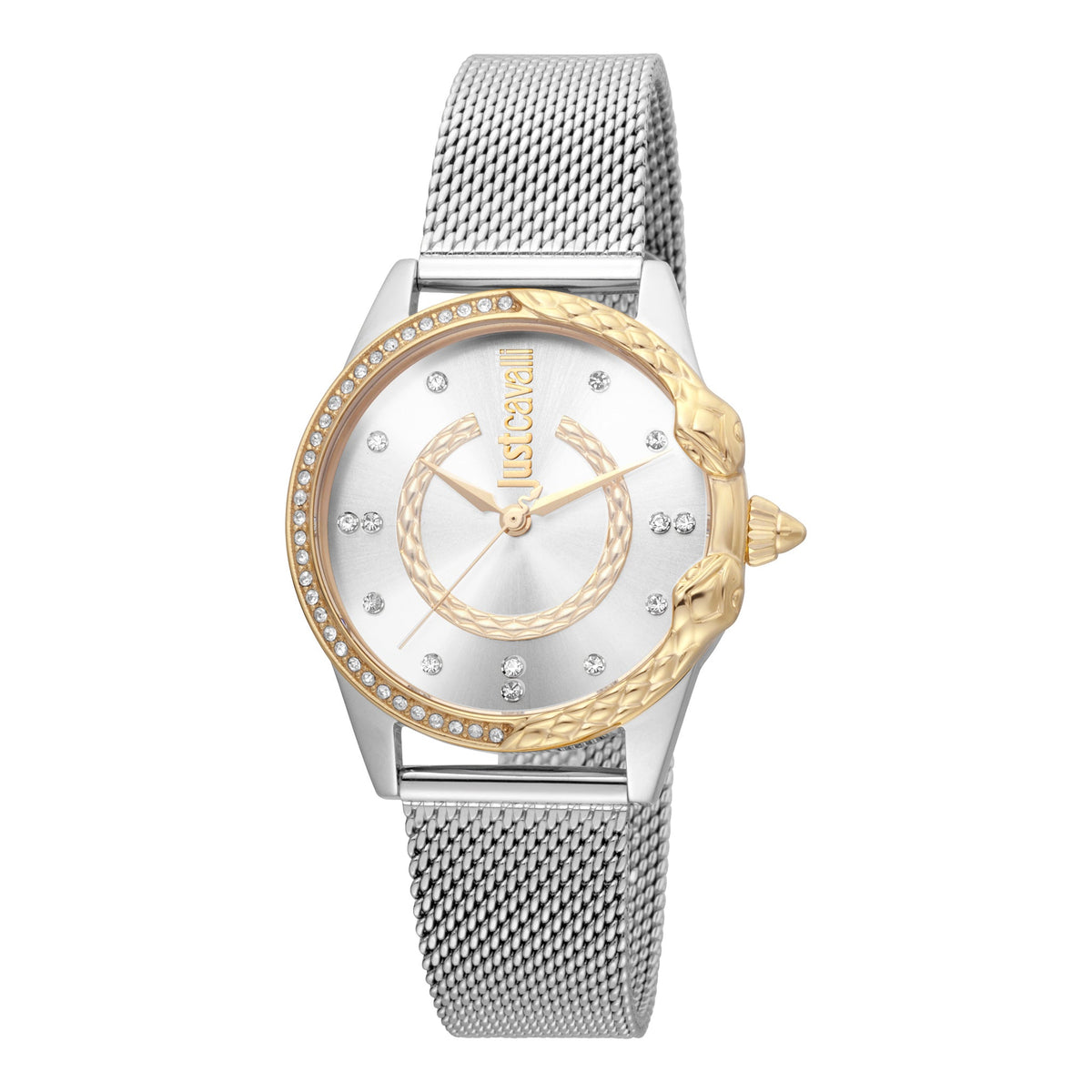 JUST CAVALLI Women's Watch with Silver Stainless Steel Case and Silver Stainless Steel Band