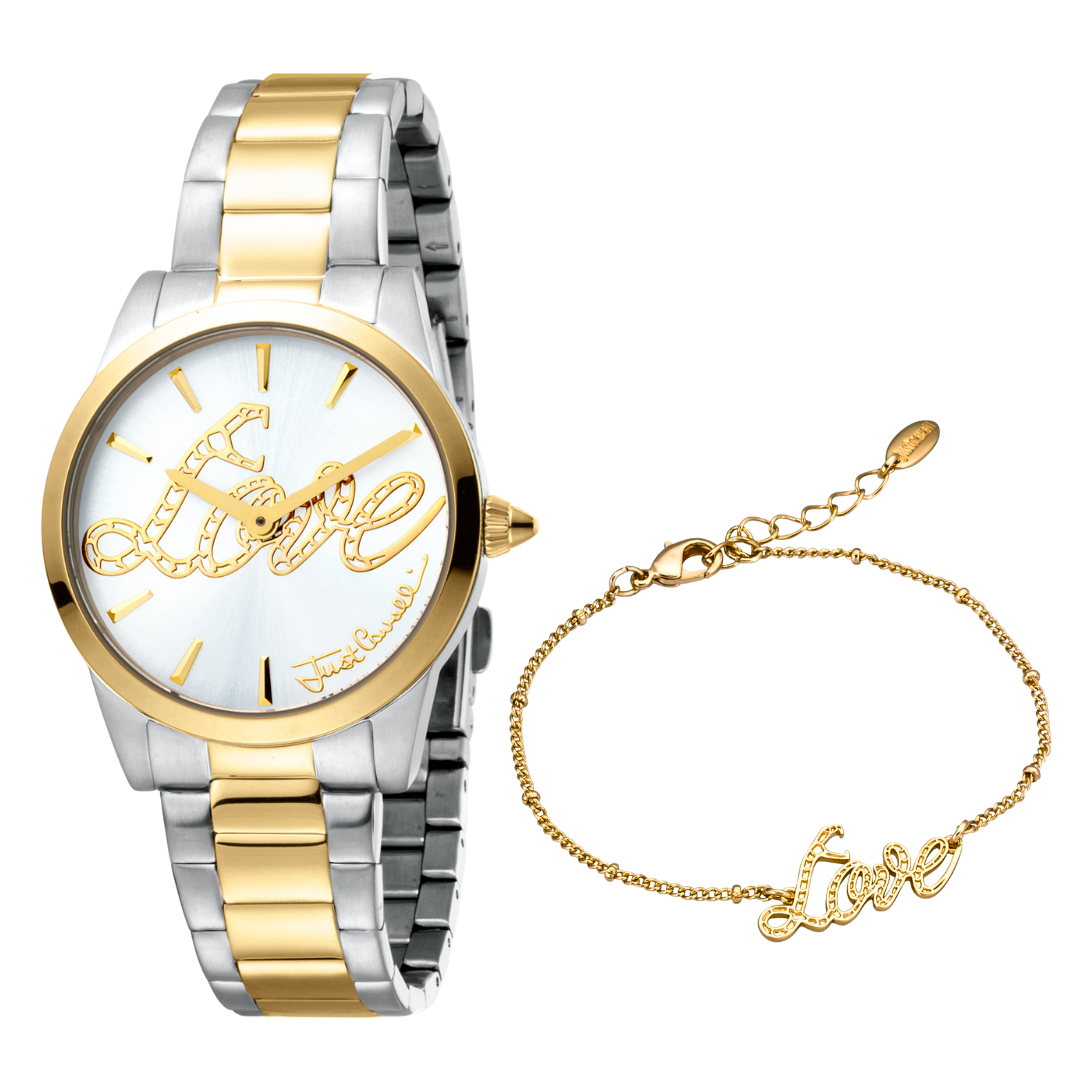 JUST CAVALLI Women's Watch with Silver Stainless Steel Case and Silver & Gold Stainless Steel Band
