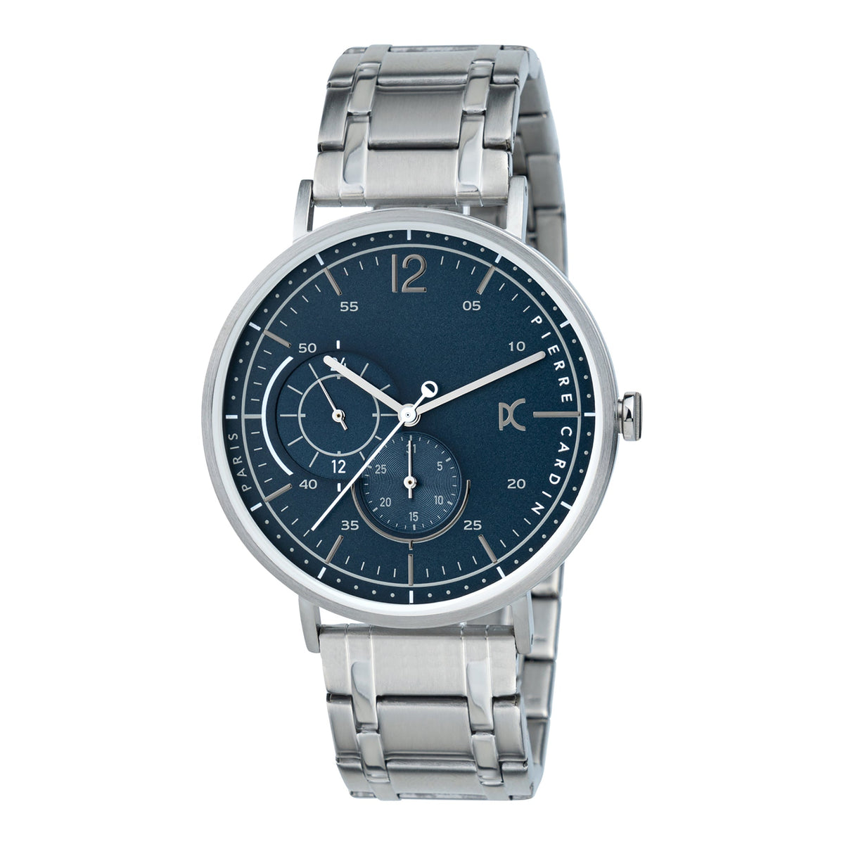 PIERRE CARDIN CBN.3027 ELITE SILVER MEN'S WATCH - STYLISH BLACK DIAL & STAINLESS STEEL BAND