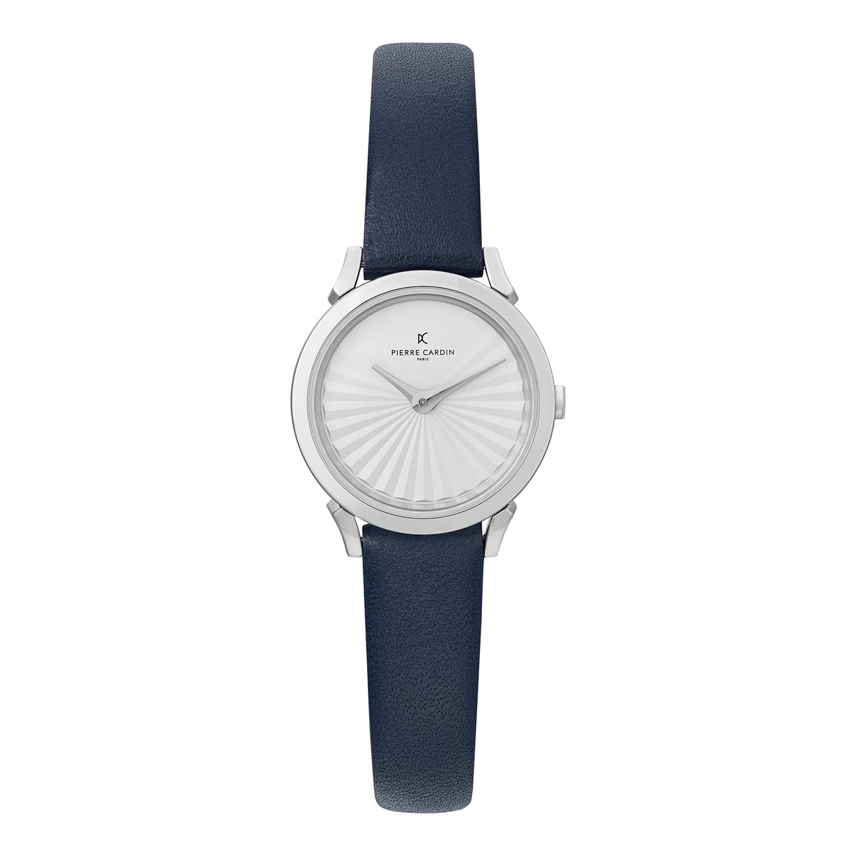 PIERRE CARDIN Women's Watch with Silver Stainless Steel Case and Blue Leather Band