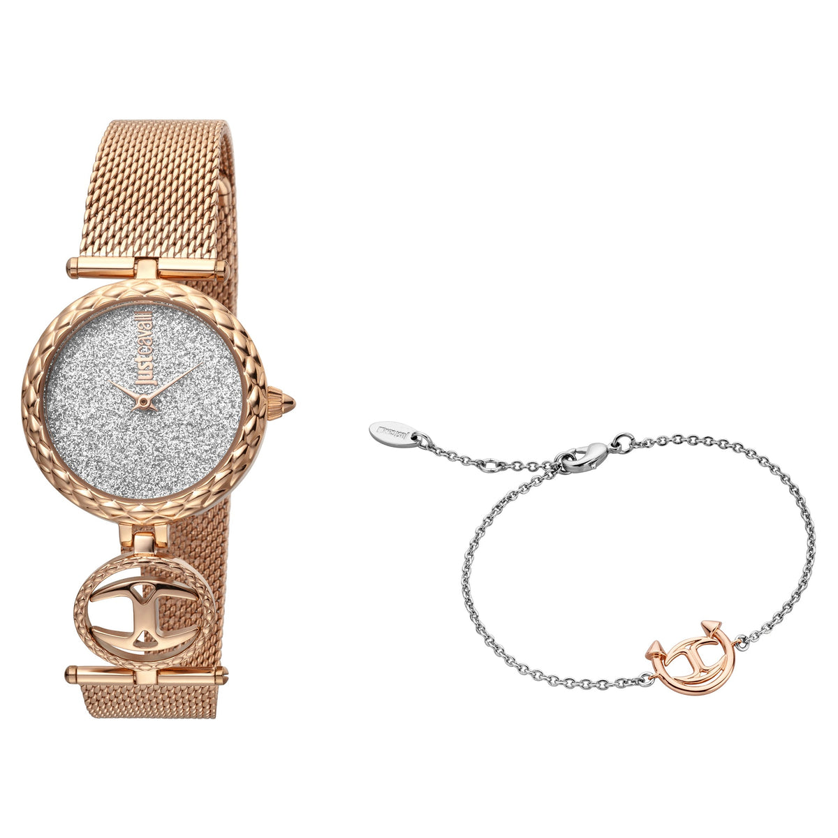 JUST CAVALLI Women's Watch with Rose Gold Stainless Steel Case and Rose Gold Stainless Steel Band