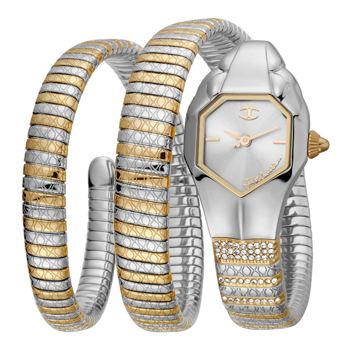 JUST CAVALLI Women's Watch with Silver & Gold Stainless Steel Case and Stainless Steel Band