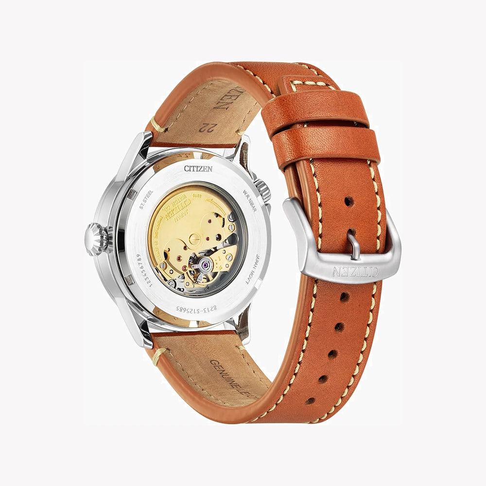 Citizen Men's Silver Stainless Steel, Brown Leather | Nj0140-25l by i-watch