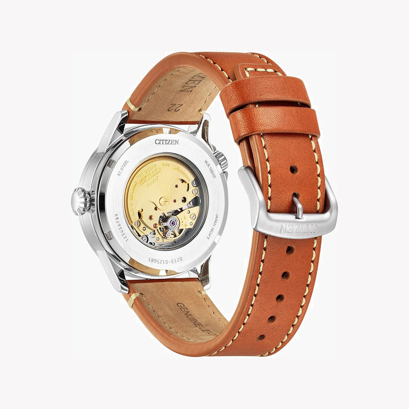 Citizen Men's Silver Stainless Steel, Brown Leather | Nj0140-25l by i-watch