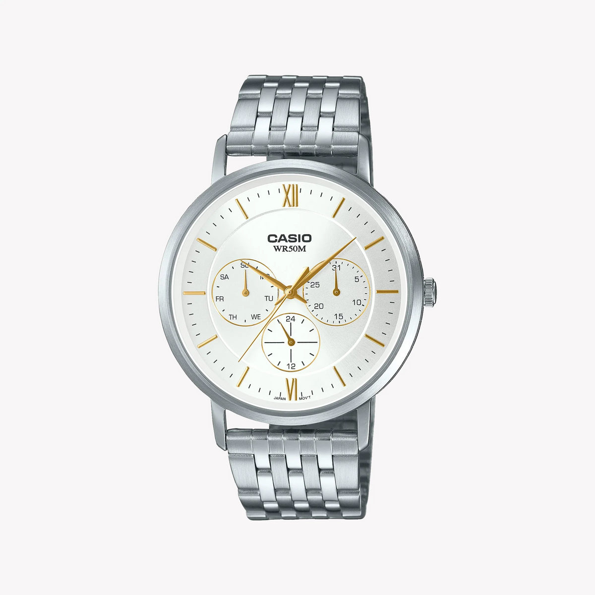 Casio Men's Silver Stainless Steel Watch, White Dial | Mtp-B300d-7avdf by i-watch