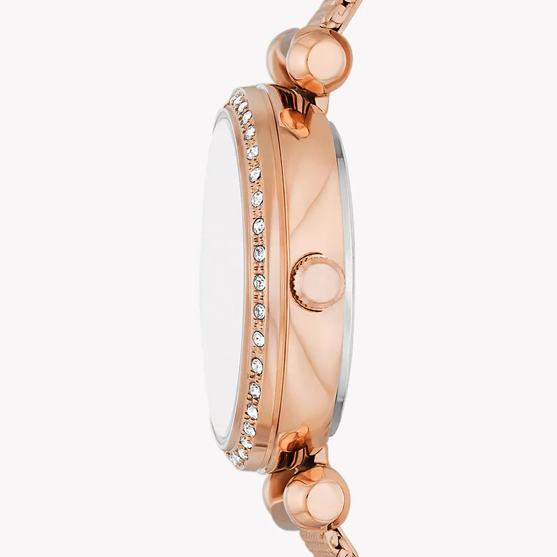 Fossil Women's Rose Gold Mesh Watch, White Dial | Bq3897 by i-watch