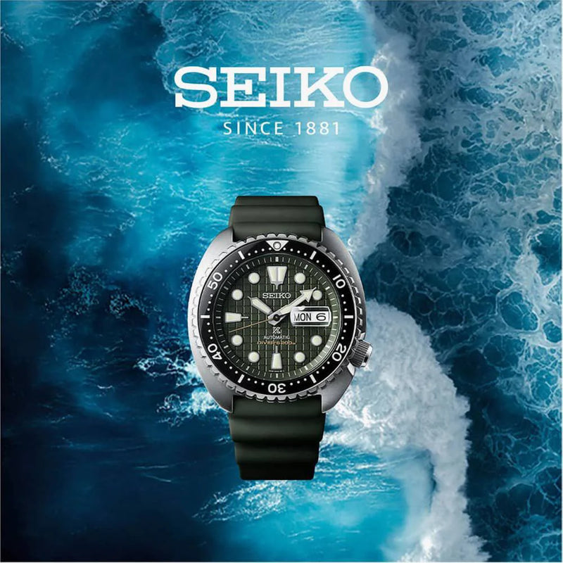 Seiko Men's Silver Stainless Steel, Green Silicone | Srpe05k1 by i-watch