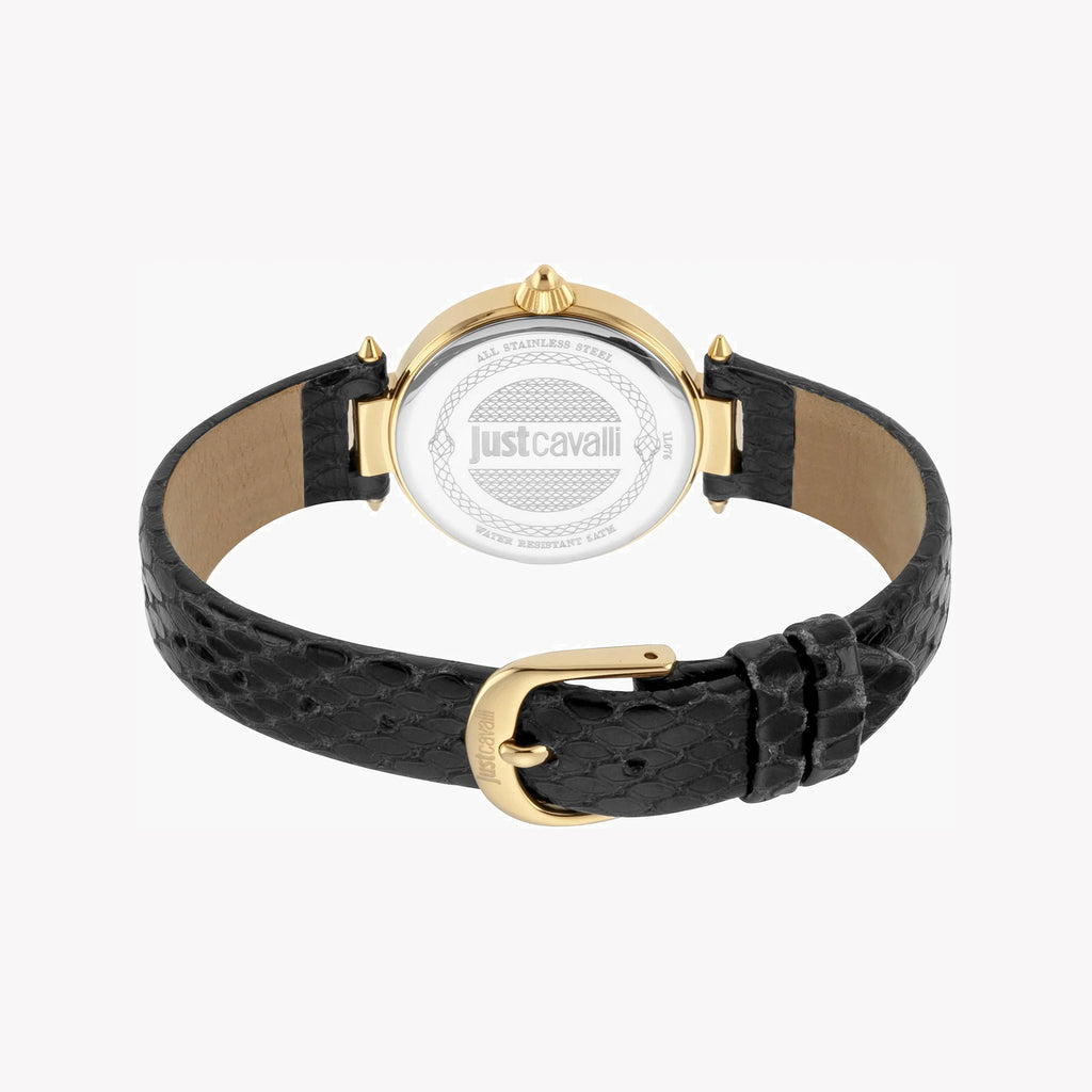 JUST CAVALLI Women's Watch with Gold Stainless Steel Case and Black Leather Band-i-Watch-3