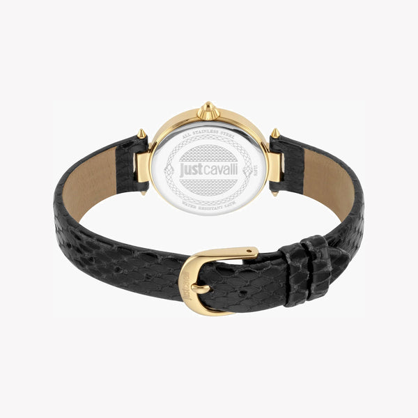 Just Cavalli Women's Black Leather Watch, Silver Dial | Jc1l076l0055 by i-watch