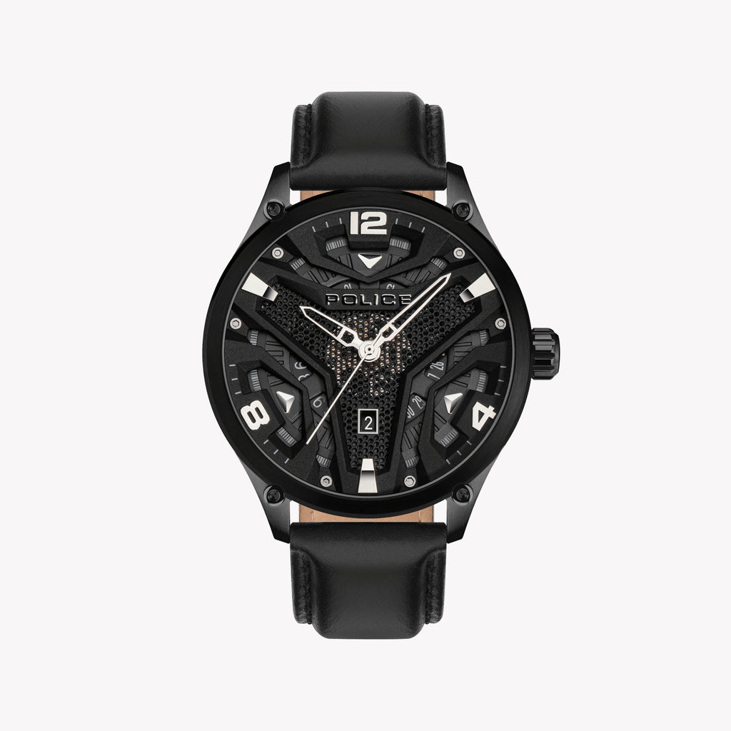 POLICE PEWJB2203040 TIMELESS ELEGANCE - MEN'S BLACK STAINLESS STEEL WATCH WITH GRAY DIAL