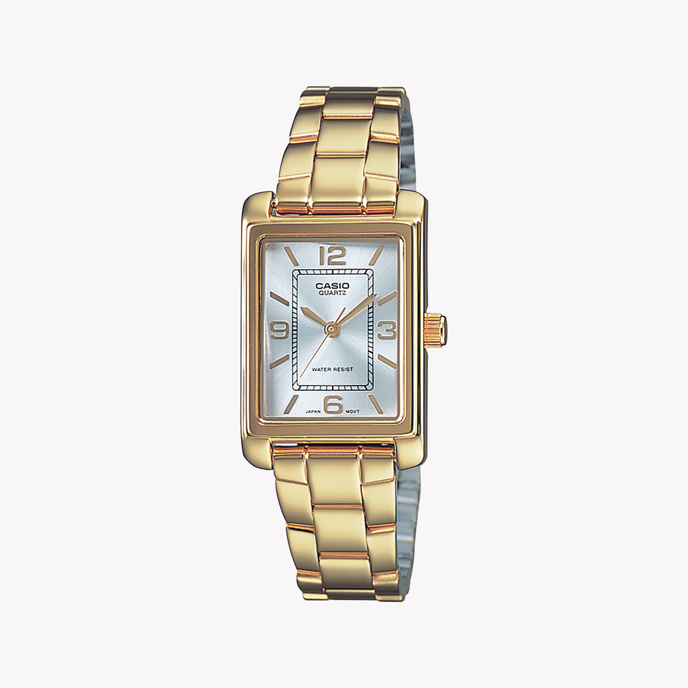 CASIO LTP-1234PG-7AEG - ELEGANT GOLD BRASS WOMEN'S WATCH WITH SILVER DIAL AND STAINLESS STEEL BRACELET