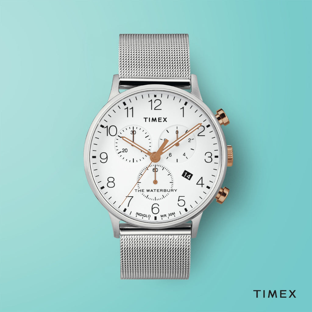 TIMEX WATERBURY HERITAGE TW2T36700 – KLASSISCHE HERRENUHR AUS SILBERNEM EDELSTAHL mit WEISSEM ZIFFERBLATT