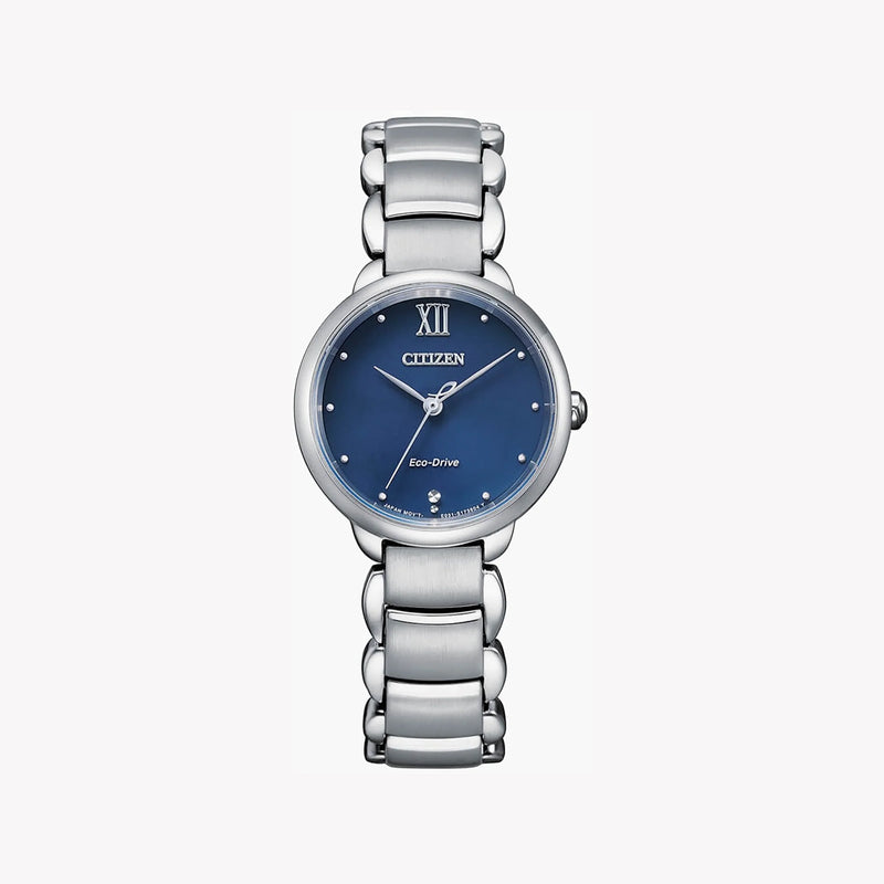 Citizen Women's Silver Stainless Steel Watch, Blue Dial | Em0920-86l by i-watch