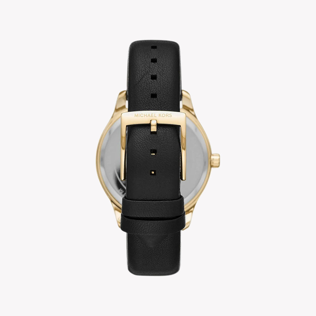 MICHAEL KORS MK2911 BOLD ELEGANCE - GOLD STAINLESS STEEL & BLACK LEATHER WOMEN'S WATCH-i-Watch-3