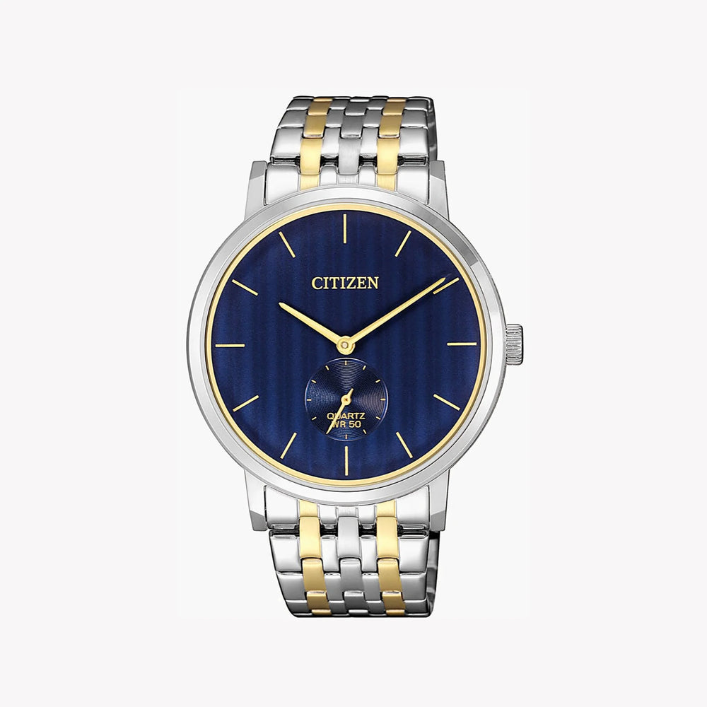 Citizen Men's Silver & Gold Watch, Blue Dial | Be9174-55l by i-watch