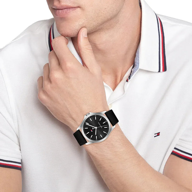 Tommy Hilfiger Men's Silver Watch, Black Dial | 1693566 by i-watch