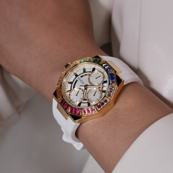 Chic Allure Women's Gold Silicone Watch, White Dial | Gw0779l1 by i-watch