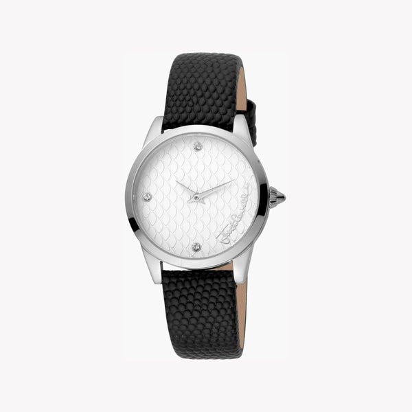 Just Cavalli Women's Black Leather Watch, Silver Dial | Jc1l087l0015 by i-watch