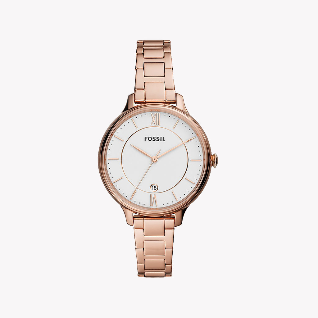 FOSSIL ES4874 ROSE GOLD ELEGANCE - TIMELESS WOMEN'S WATCH WITH WHITE DIAL & CLASSIC DESIGN