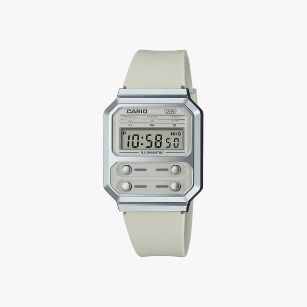 CASIO A100WEF-8A BOLD SPIRIT - SPORTY DIGITAL WATCH WITH CHROME PLATED RESIN AND WHITE DIAL