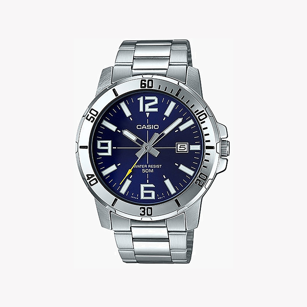 CASIO MTP-VD01D-2BV ADVENTURE READY - SPORTY BLUE DIAL MEN'S WATCH WITH STYLISH SILVER BAND-i-Watch-5