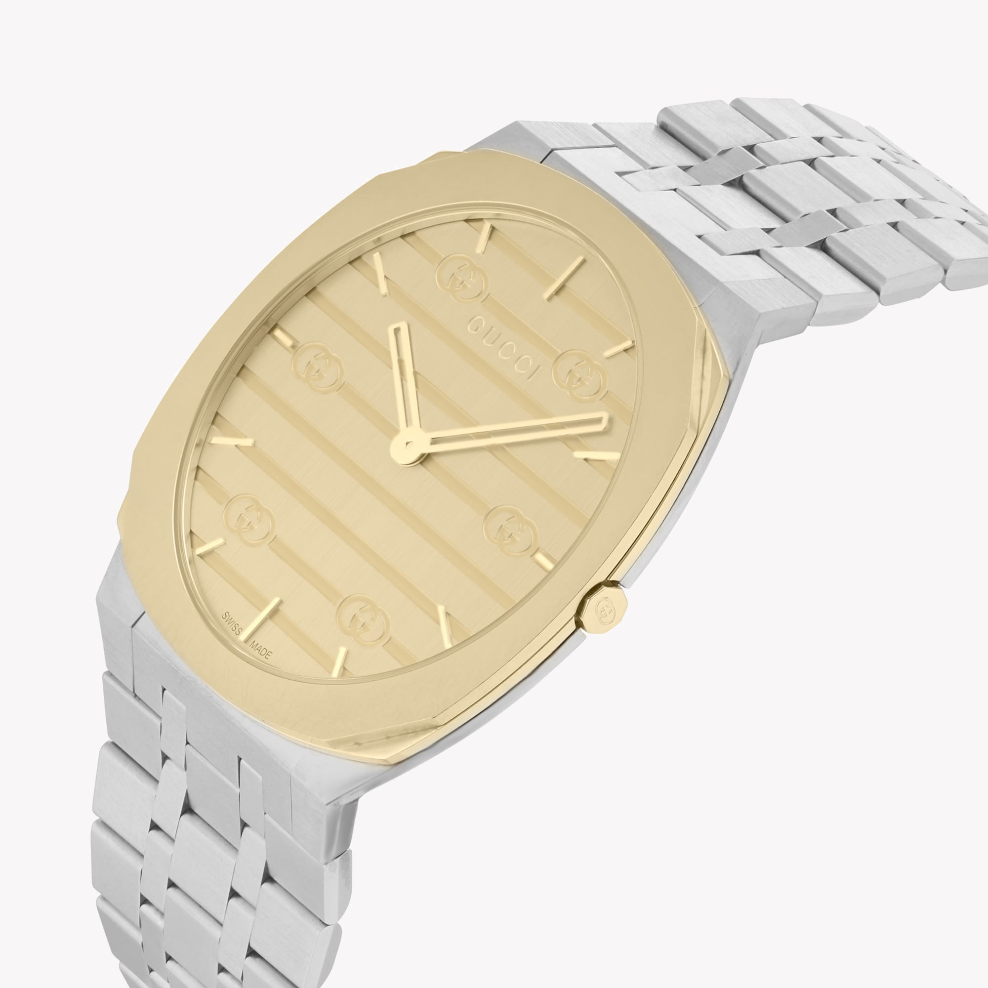 GUCCI YA163405 LUXURY TIMEPIECE - ELEGANT SILVER-GOLD & GOLD DIAL UNISEX WATCH