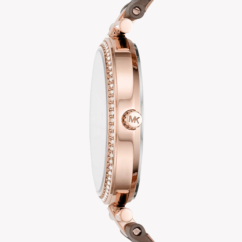 MICHAEL KORS MK2832 ROSE GOLD GLAM - ELEGANT WOMEN'S WATCH WITH LEATHER BAND & WHITE DIAL-i-Watch-2