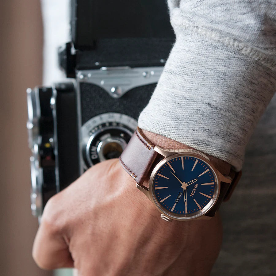 Nixon Men's Brown Leather Watch, Blue Dial | A105-1524 by i-watch