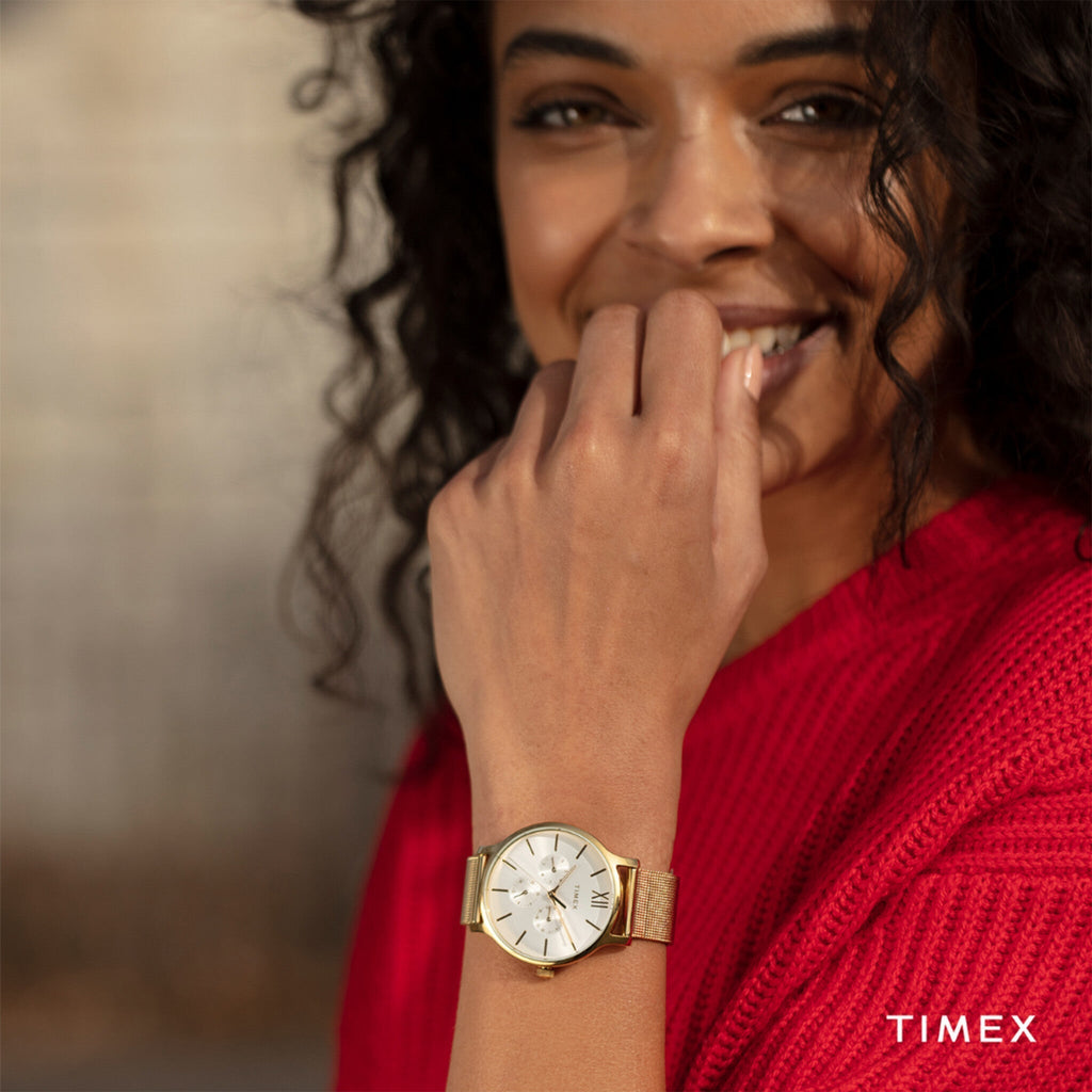 Timex Women's Gold Watch, White Dial | Tw2t74600