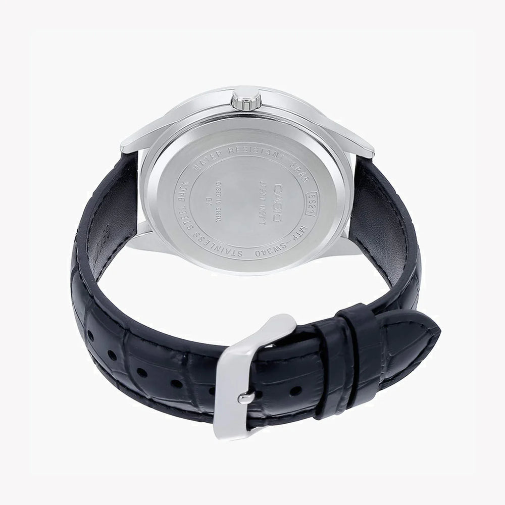 Casio Mtp-Sw340l-7avdf - Sporty Elegance With Leather Comfort Men's Watch In Silver & Black by i-watch