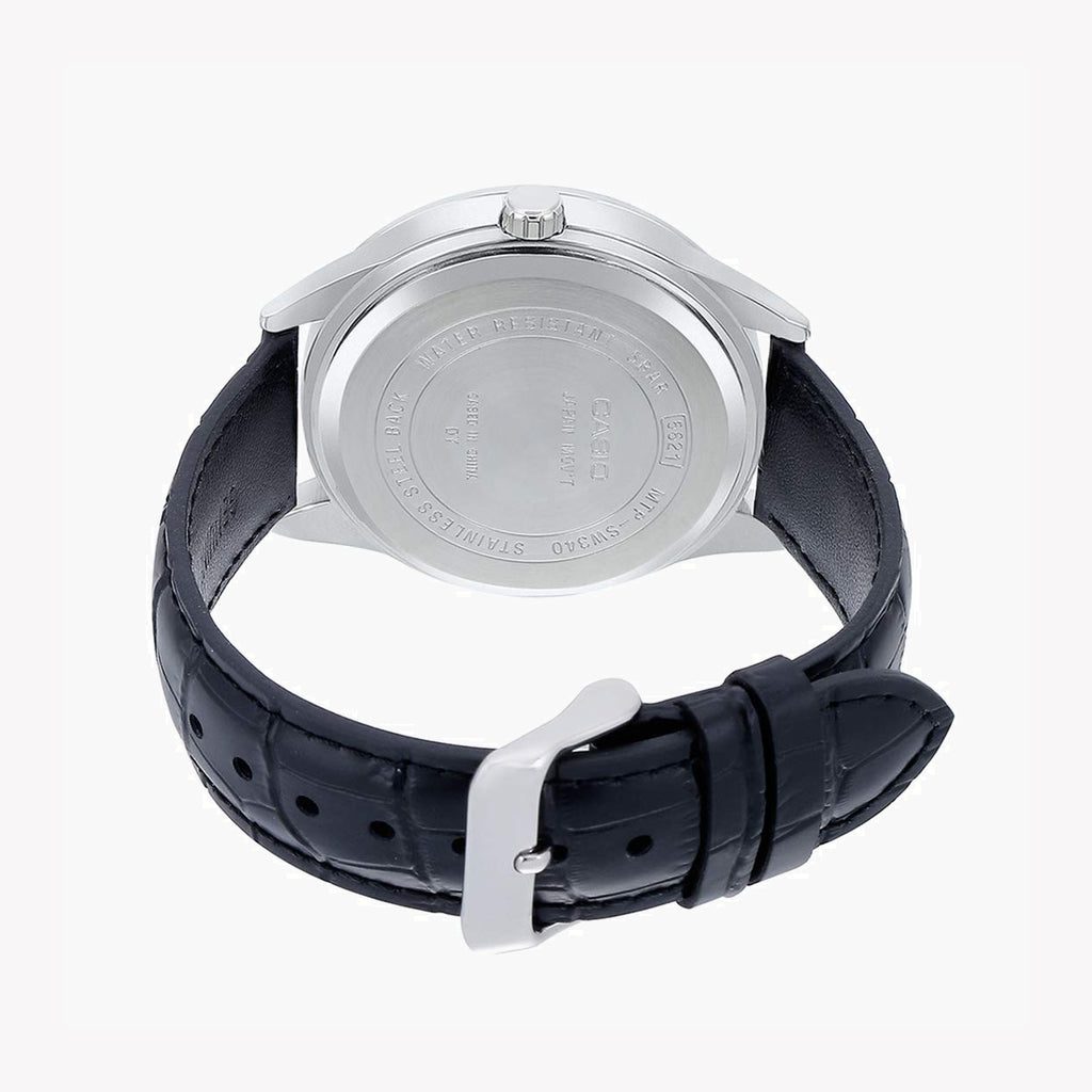 CASIO MTP-SW340L-7AVDF - SPORTY ELEGANCE WITH LEATHER COMFORT Men's Watch in Silver & Black-i-Watch-2