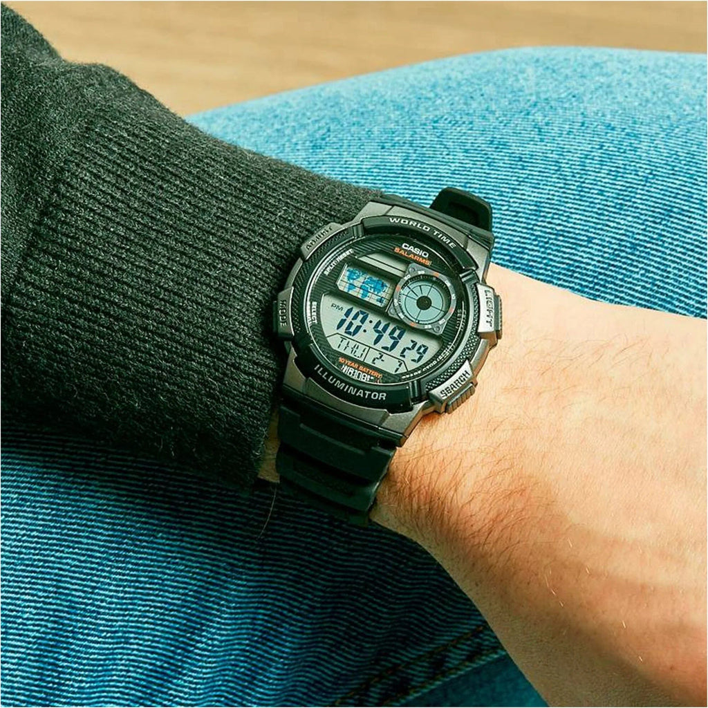Casio Men's Green Resin Watch, Digital Display Ae-1000w-3avdf