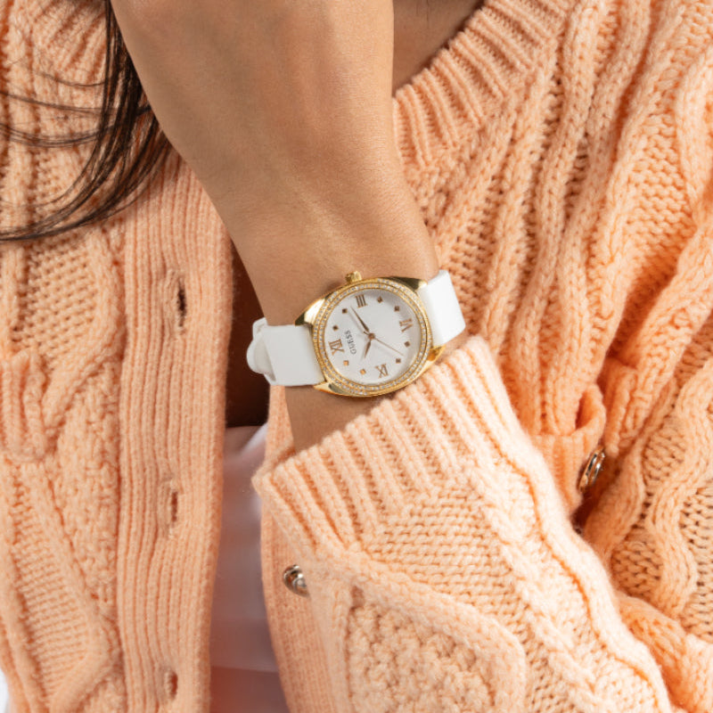 GUESS GW0691L2 - ELEGANT TIMEPIECE - RADIANT GOLD & WHITE SILICONE WOMEN'S WATCH-i-Watch-5