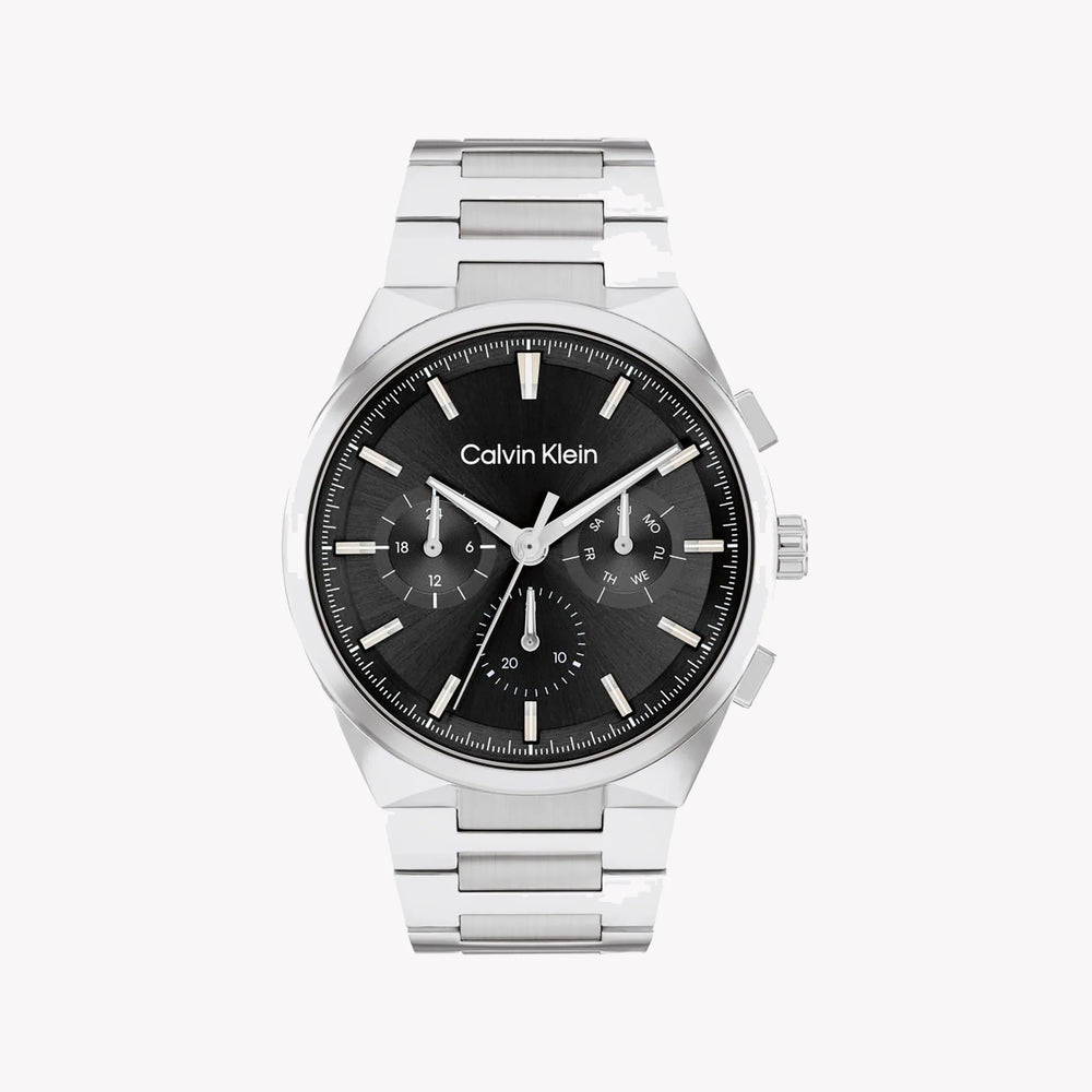 Ck Calvin Klein Men's Silver Stainless Steel Watch, Black Dial | Ck1u123m0056 by i-watch