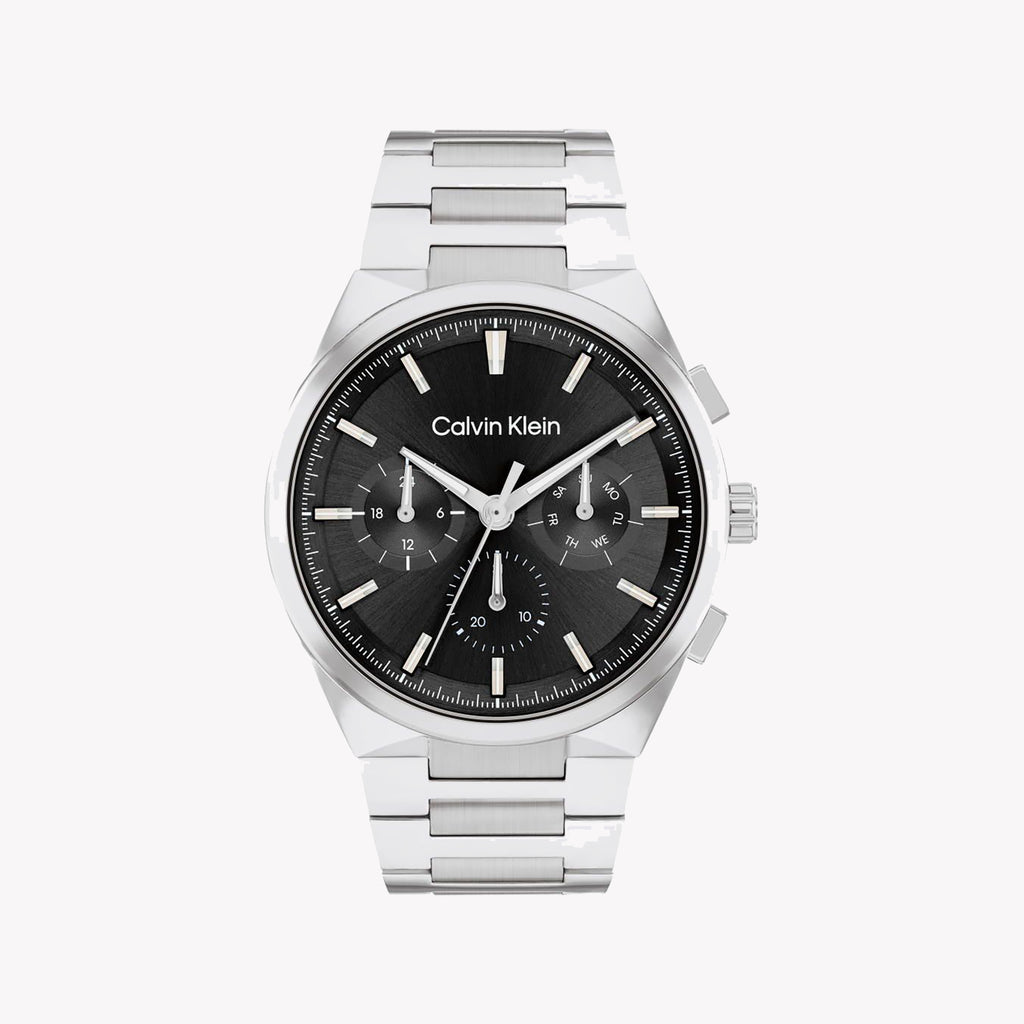CK CALVIN KLEIN NEW COLLECTION – BOLD STATEMENT MEN'S WATCH with Sleek Silver Case & Black Dial