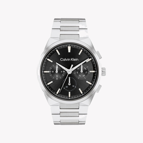 Ck Calvin Klein Men's Silver Stainless Steel Watch, Black Dial | Ck1u123m0056 by i-watch