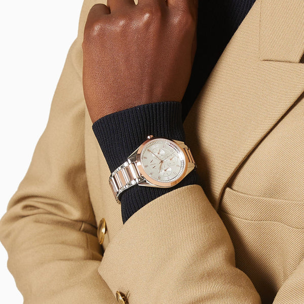 Armani Exchange Men's Silver-Rose Gold Watch, Stainless Steel | Ax5655