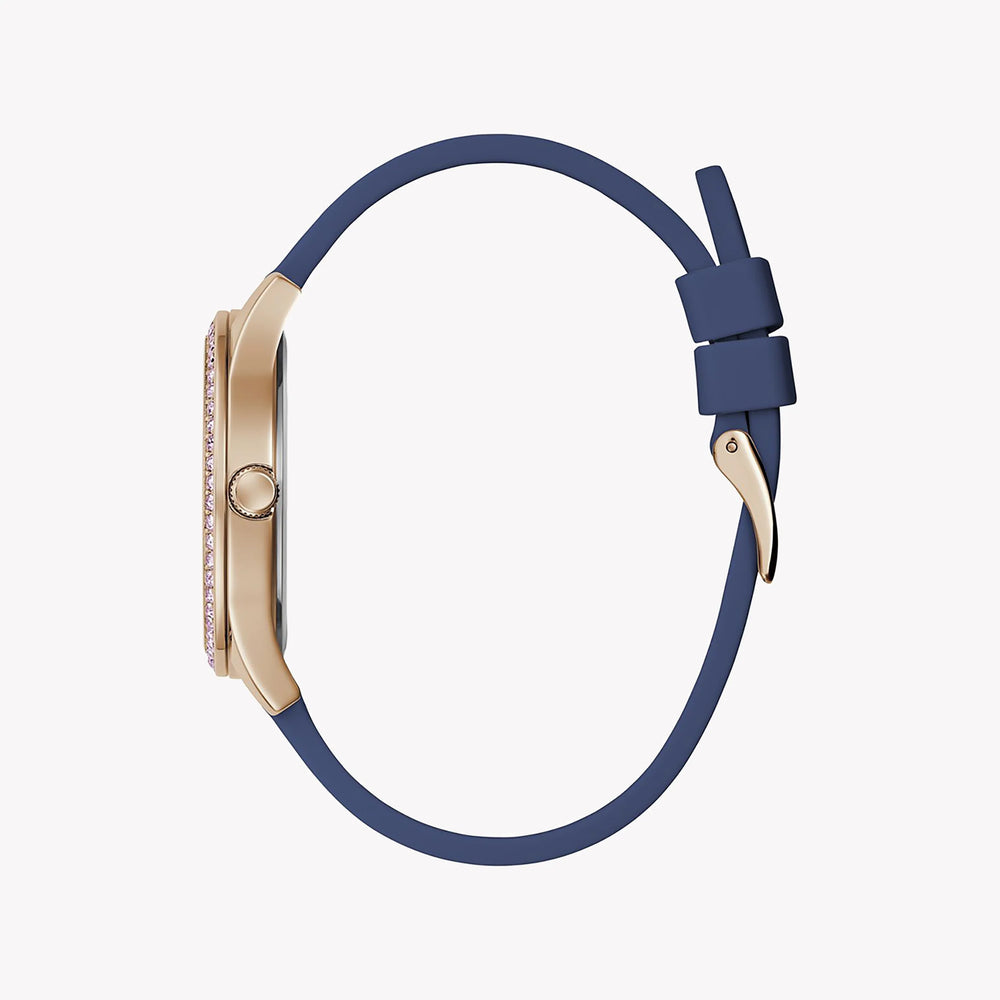 Guess Women's Rose Gold & Blue Rubber Watch, 30mm | Gw0530l3 by i-watch
