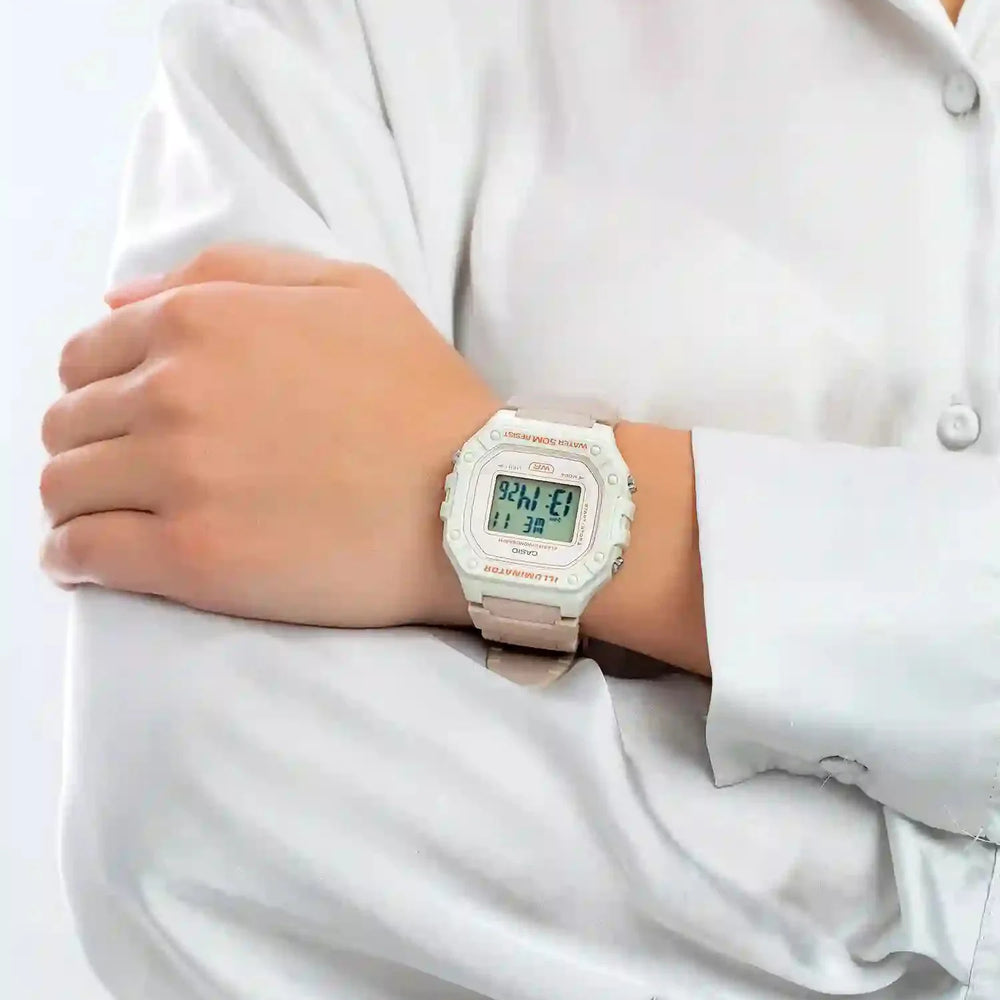 Casio Unisex Beige Resin Watch, Digital Display | W-218hc-4a2vdf by i-watch