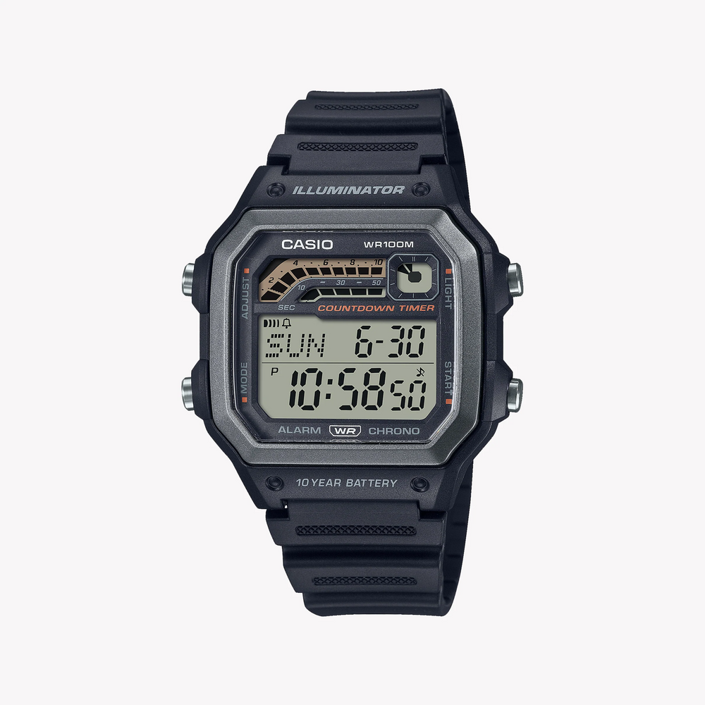Casio Men's Black Resin Watch, Digital Dial | Ws-1600h-1avdf by i-watch