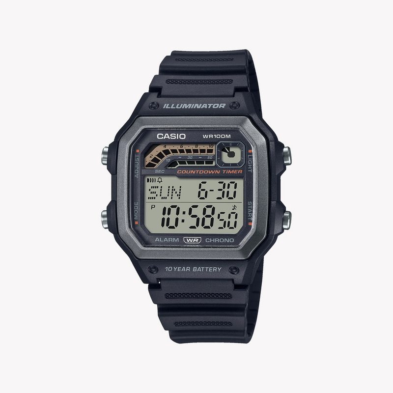Casio Men's Black Resin Watch, Digital Dial | Ws-1600h-1avdf by i-watch