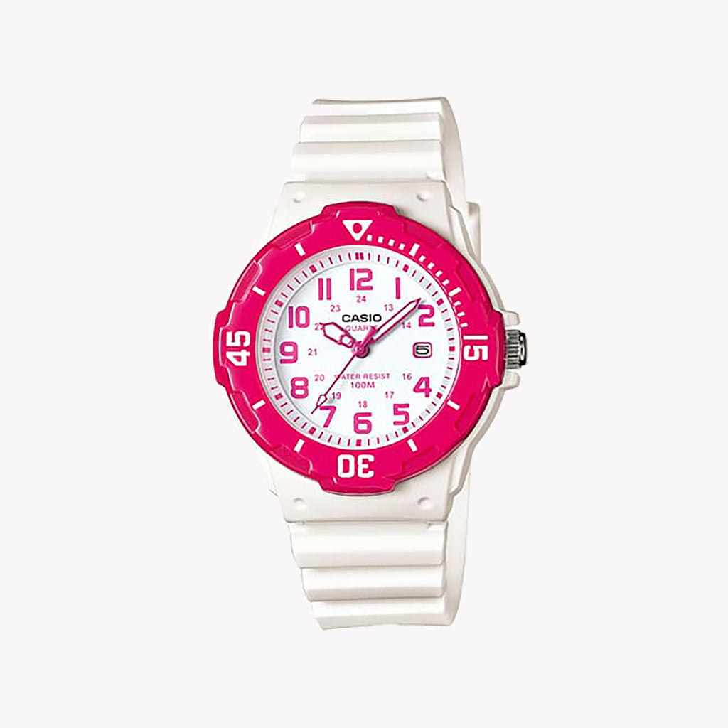 CASIO LRW-200H-4BAND CHIC RESILIENCE - ELEGANT & DURABLE Women's Watch with Red Resin Band and Sleek Design